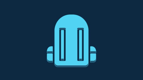 Blue School Backpack Icon Isolated Blue Background Video Motion Graphic — Stok video