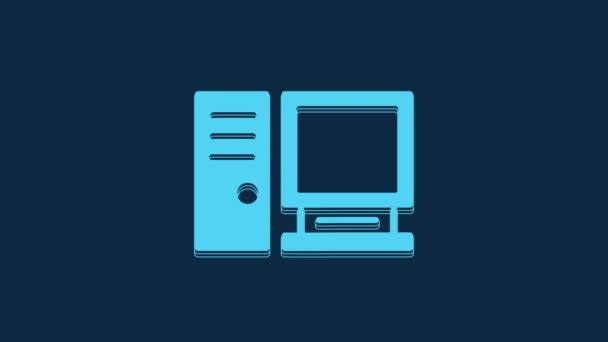 Blue Computer Monitor Icon Isolated Blue Background Component Sign Video — Stockvideo