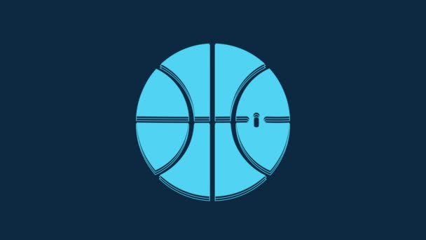Ікона Синього Баскетболу Ізольована Синьому Фоні Символ Спорту Відеографічна Анімація — стокове відео