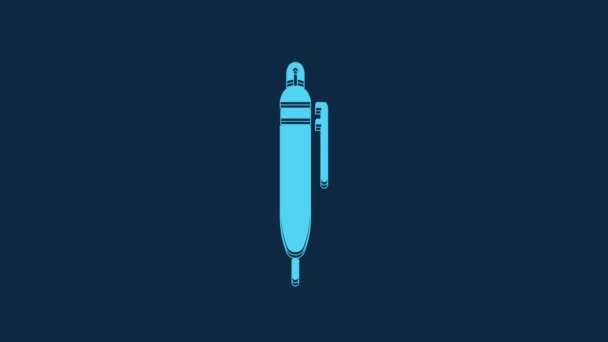 Blue Pen Icon Isolated Blue Background Video Motion Graphic Animation — Vídeo de stock