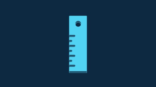 Blue Ruler Icon Isolated Blue Background Straightedge Symbol Video Motion — Stok video
