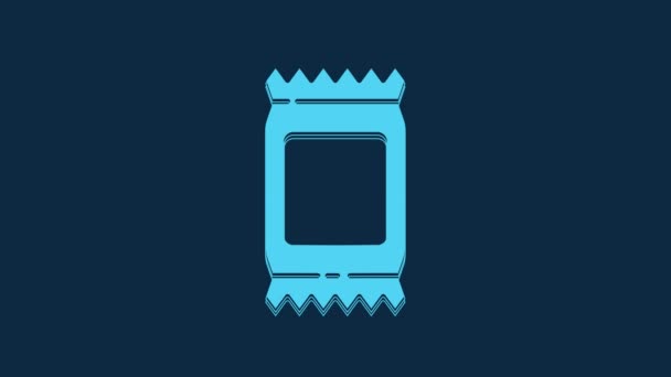 蓝色肥料袋图标隔离在蓝色背景 4K视频运动图形动画 — 图库视频影像