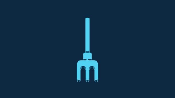 Blue Garden Harke Symbol Isoliert Auf Blauem Hintergrund Werkzeug Für — Stockvideo