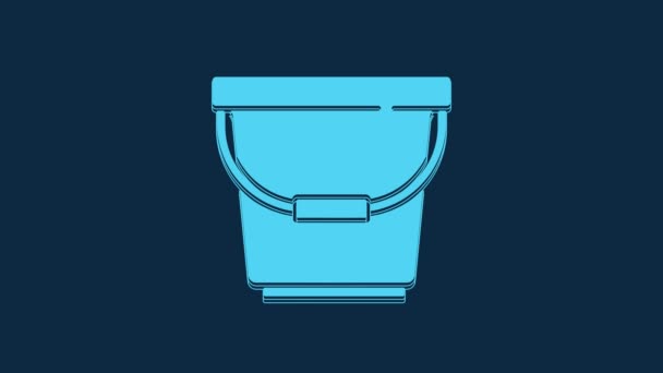 Blue Bucket Icon Isolated Blue Background Video Motion Graphic Animation — 비디오