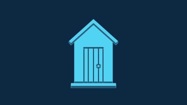 Blue Farm House Icon Isolated Blue Background Video Motion Graphic — Wideo stockowe