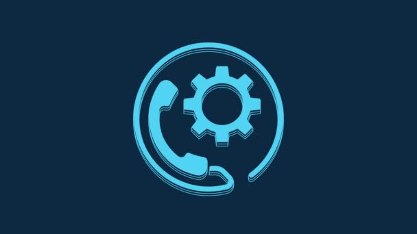 Blue Telephone Hours Support Icon Isolated Blue Background All Day — Stockvideo