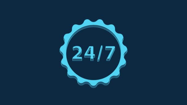 Blue Clock Hours Icon Isolated Blue Background All Day Cyclic — Stock Video
