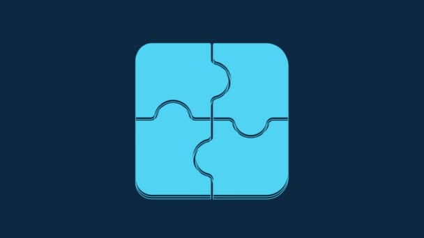 Blue Piece Puzzle Icon Isolated Blue Background Business Marketing Finance — Stockvideo