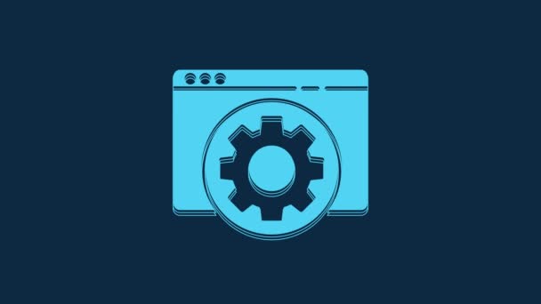 Blue Browser Setting Icon Isolated Blue Background Adjusting Service Maintenance — Stock Video