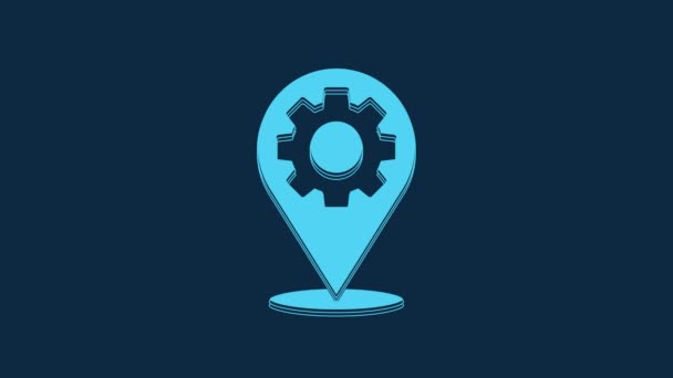 Blue Location Ikonou Lovného Zařízení Izolované Modrém Pozadí Grafická Animace — Stock video