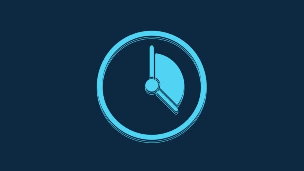 青の背景に隔離された青の時間管理アイコン 時計の表示 生産性のシンボル 4Kビデオモーショングラフィックアニメーション — ストック動画
