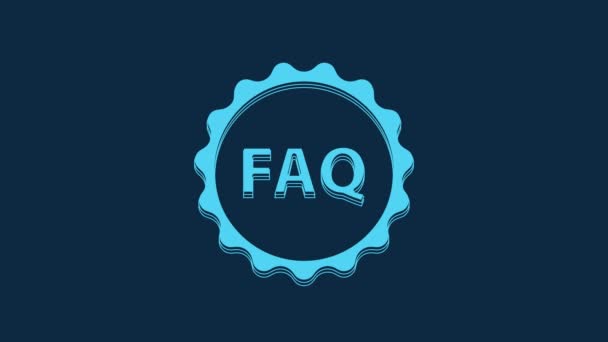 Etiqueta Azul Con Texto Faq Icono Información Aislado Sobre Fondo — Vídeo de stock