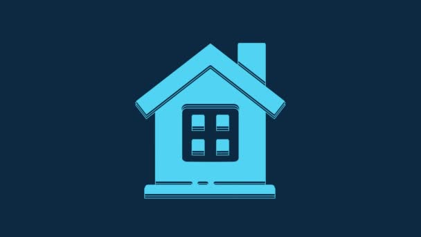 Blue House Icon Isolated Blue Background Home Symbol Video Motion — Vídeo de Stock