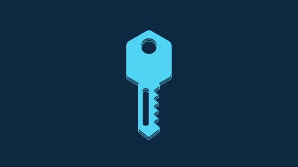 Blue House Key Icon Isolated Blue Background Video Motion Graphic — Stockvideo