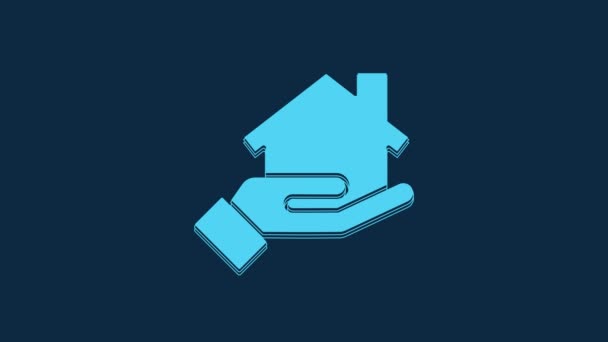 Blue Realtor Icon Isolated Blue Background Buying House Video Motion — 비디오