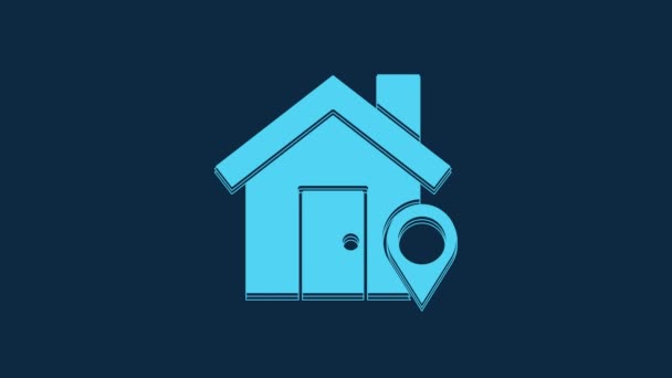 Blue Map Pointer House Icon Isolated Blue Background Home Location — Video
