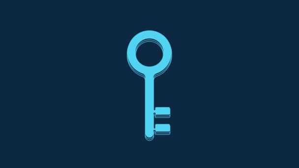 Blue House Key Icon Isolated Blue Background Video Motion Graphic — Αρχείο Βίντεο