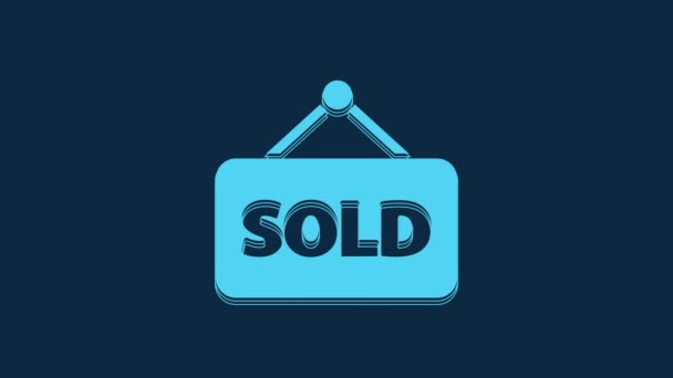 Blue Hanging Sign Text Sold Icon Isolated Blue Background Sold — Stock video
