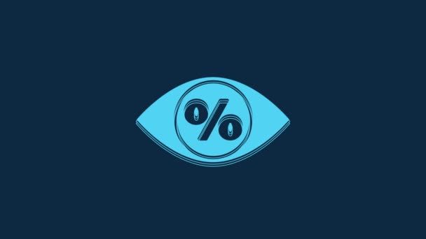 Olho Azul Com Ícone Percentual Isolado Fundo Azul Assinatura Etiqueta — Vídeo de Stock