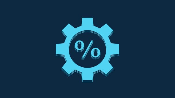 Engrenagem Azul Com Ícone Percentual Isolado Fundo Azul Animação Gráfica — Vídeo de Stock