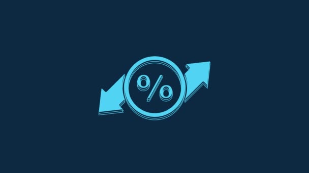 Blue Discount Percent Tag Icon Isolated Blue Background Shopping Tag — Wideo stockowe