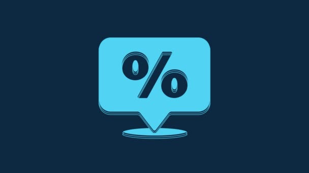 Blue Discount Percent Tag Icon Isolated Blue Background Shopping Tag — Vídeo de Stock