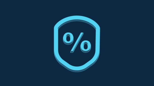 Blue Loan Percent Icon Isolated Blue Background Protection Shield Sign — Stock video
