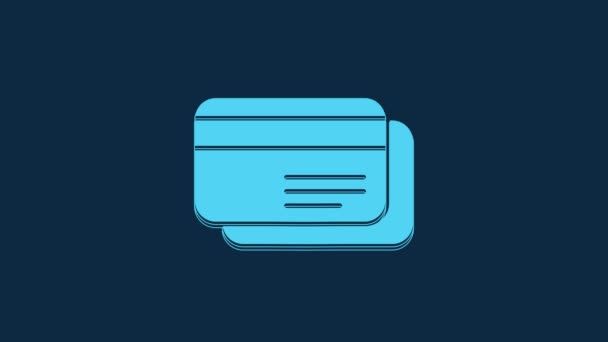 Blue Credit Card Icon Isolated Blue Background Online Payment Cash — Stok video