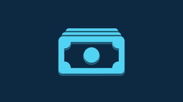 Blue Stacks Paper Money Cash Icon Isolated Blue Background Money — 비디오