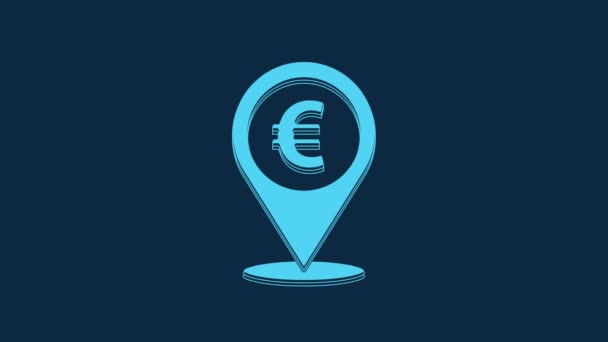 Blue Cash Standort Pin Symbol Isoliert Auf Blauem Hintergrund Zeiger — Stockvideo
