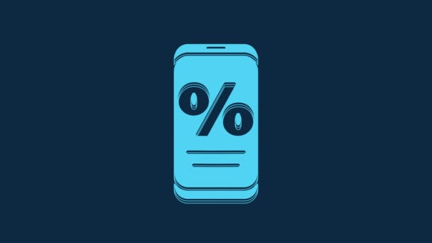 Blue Percent Discount Mobile Phone Icon Isolated Blue Background Sale — Video Stock