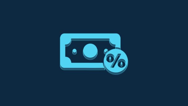 Blue Money Icono Por Ciento Aislado Sobre Fondo Azul Signo — Vídeos de Stock