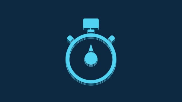 Blue Stopwatch Icon Isolated Blue Background Time Timer Sign Chronometer — Vídeo de Stock