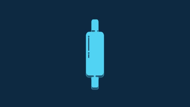 Blue Rolling Pin Icon Isolated Blue Background Video Motion Graphic — 비디오