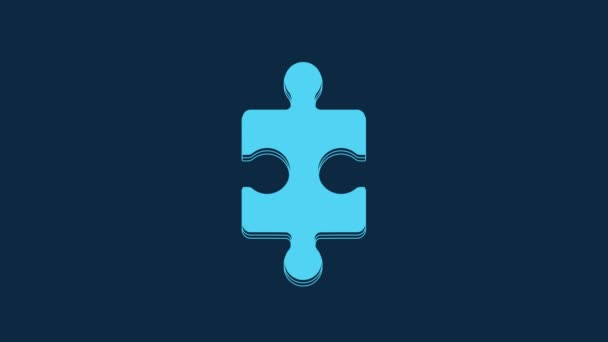 Modrý Kus Puzzle Ikony Izolované Modrém Pozadí Obchod Marketing Finance — Stock video