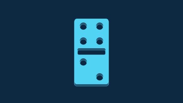 Icono Domino Azul Aislado Sobre Fondo Azul Animación Gráfica Vídeo — Vídeos de Stock