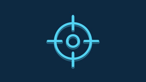 蓝色目标运动图标孤立在蓝色背景 有射击场或射击场编号的干净目标 4K视频运动图形动画 — 图库视频影像
