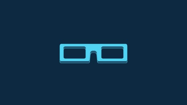 Blue Cinema Glasses Icon Isolated Blue Background Video Motion Graphic — Stock Video