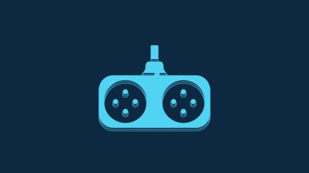 Blue Gamepad Icon Isolated Blue Background Game Controller Video Motion — Stockvideo