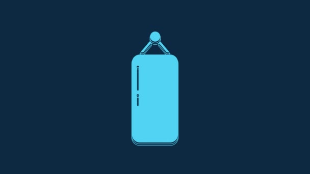 Blue Punching Bag Icon Isolated Blue Background Video Motion Graphic — Stock Video