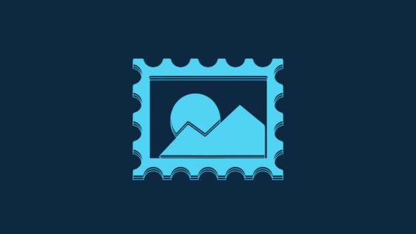 Blue Postal Stamp Icon Isolated Blue Background Video Motion Graphic — Wideo stockowe
