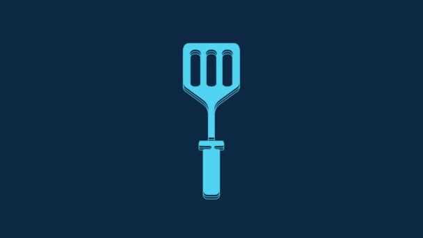 Голубая Иконка Спатула Выделена Синем Фоне Кухонная Икона Лопатки Знак — стоковое видео