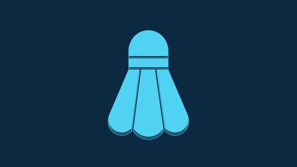 Blue Badminton Shuttlecock Icon Isolated Blue Background Sport Equipment Video — Video