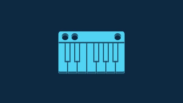 Blue Music Synthesizer Icon Isolated Blue Background Electronic Piano Video — Video
