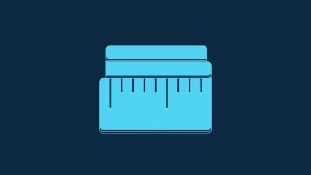 Blue Tape Measure Icon Isolated Blue Background Measuring Tape Video — Vídeo de Stock