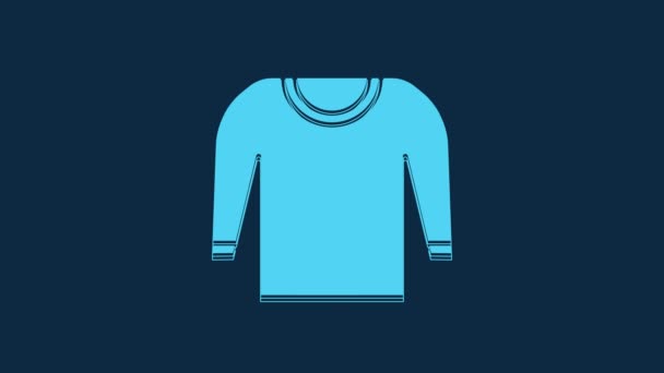 Blue Sweater Icon Isolated Blue Background Pullover Icon Video Motion — Αρχείο Βίντεο