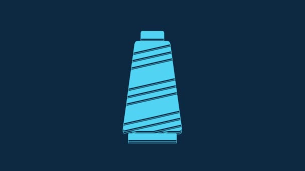 Blue Sewing Thread Spool Icon Isolated Blue Background Yarn Spool — стоковое видео