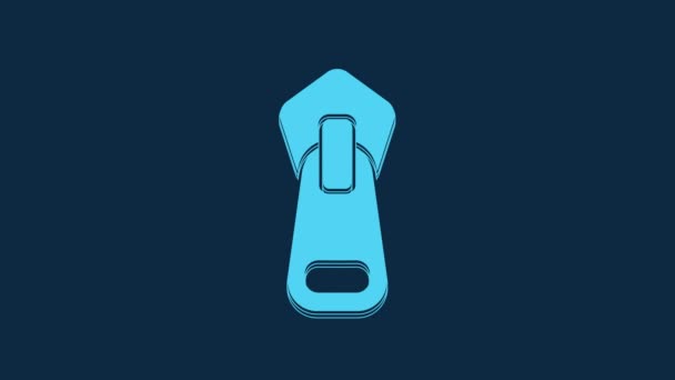 Blue Zipper Icon Isolated Blue Background Video Motion Graphic Animation — Stockvideo