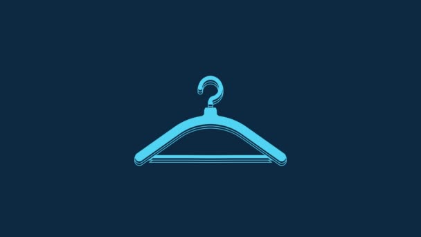 Blue Hanger Wardrobe Icon Isolated Blue Background Cloakroom Icon Clothes — Stock video