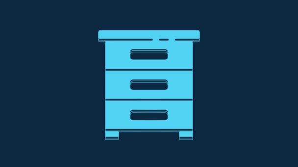 Blue Drawer Documents Icon Isolated Blue Background Archive Papers Drawer — Vídeo de Stock